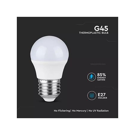 Bec LED G45, glob, E27, 8 W, lumina calda 3000 K