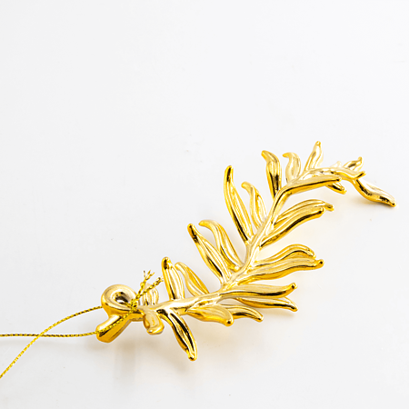 Decoratiune frunza, auriu, 13 cm