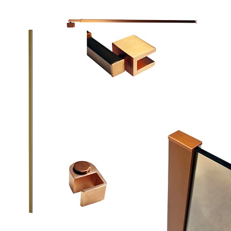 Kit instalare perete fix dus / walk in Sanotechnik D9000, finisaj cupru periat, reglabil 70 – 120 x 200 cm 