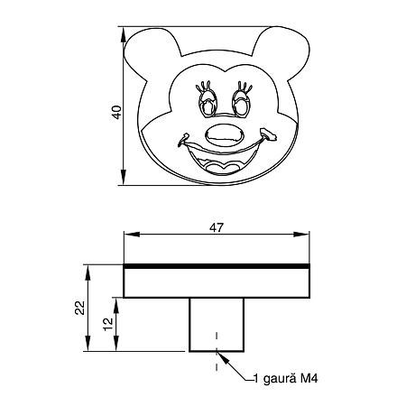Buton AM024, model mouse 1, silicon, 40 x 47 x 22 mm