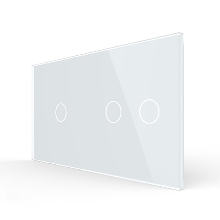 Panou intrerupator simplu + dublu Livolo VL-P701/01-4W, sticla securizata, alb