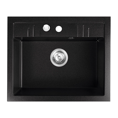 Chiuveta bucatarie Ferro Mezzo II DRGM1/48/58BA, granit, negru, 1 cuva, adancime 17,6 cm, 58 x 48 cm