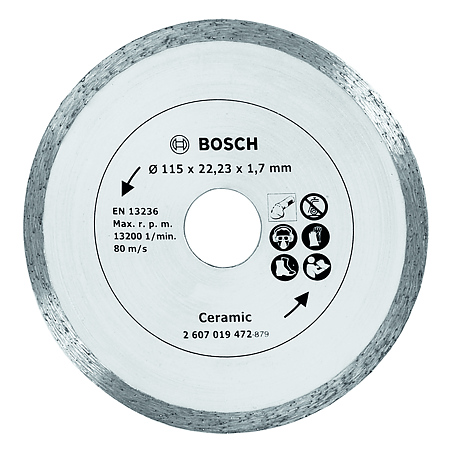 Disc diamantat debitare placi ceramice, Bosch Turbo, 115 x 22.3 x 1.7 mm