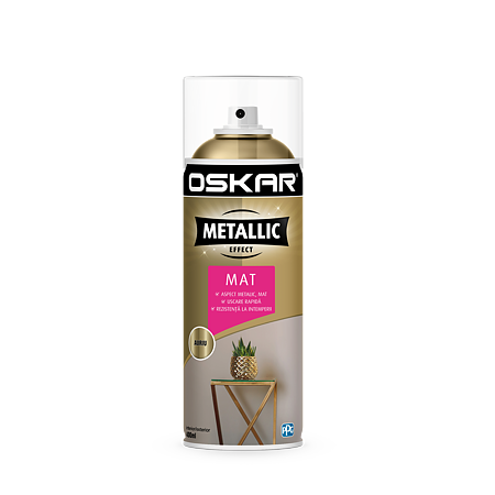 Vopsea spray Oskar Metallic Effect, auriu, mat, interior/exterior, 400 ml