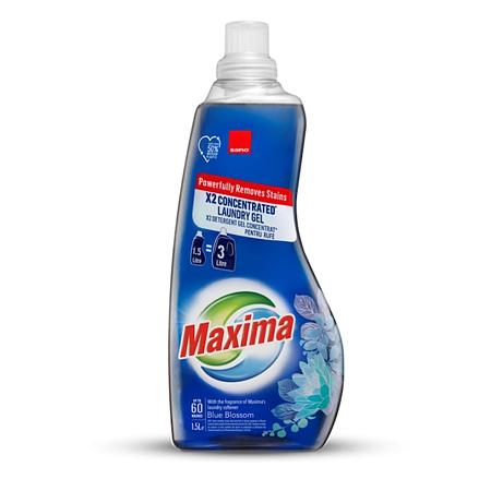 Detergent gel concentrat pentru rufe Sano Maxima Blue Blossom, 60 spalari, 1.5 l