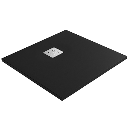 Cadita de dus Marmite, compozit, negru, patrata, 900 x 900 x 28 mm