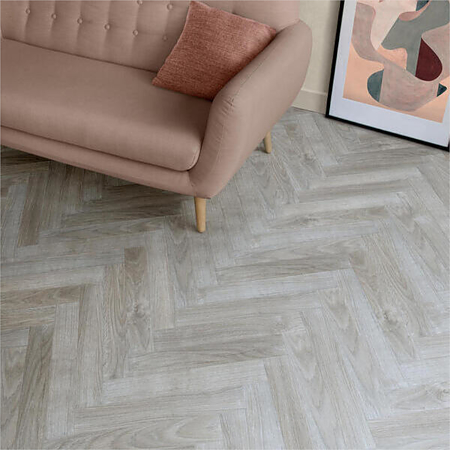 Parchet laminat 8 mm Berry Alloc Chateau Java Light Grey, Herringbone A, clasa de trafic 32, AC4, click Chateau Loc, 504 x 84 mm