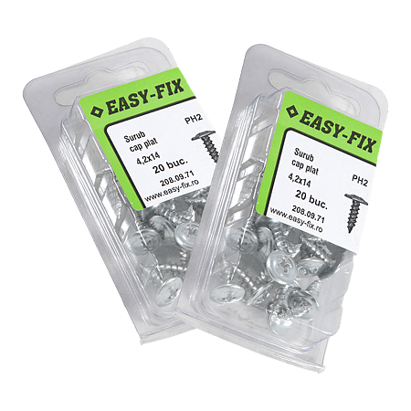 Surub cap plat, otel zincat, 4,2 x 14 mm, 20 BUC