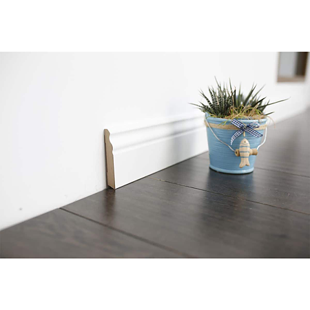 Plinta parchet MDF, alb, canal cablu, 2430 x 16 x 100 mm Plinta parchet MDF, alb, canal cablu, 2430 x 16 x 100 mm