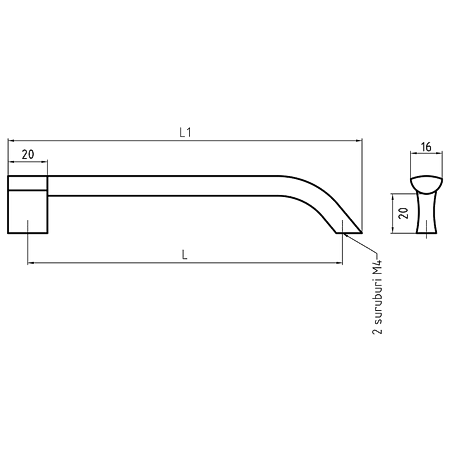 Maner AA349 128 mm, aluminiu mat