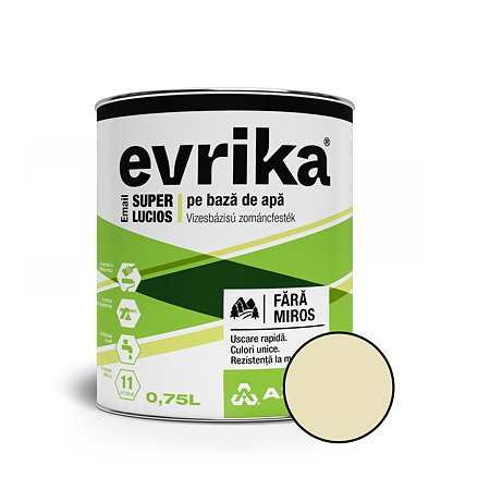 Email acrilic Evrika S8528, pentru lemn interior/exterior, pe baza de apa, crem, 0.75 L