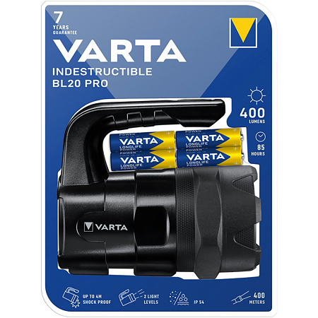 Lanterna LED Varta 18751 Xtreme BL20 PRO, rezistenta sporita, 6W, 400 lm, 6xAA/3xAA, IP54, lumina alba rece Lanterna LED Varta 18751 Xtreme BL20 PRO, rezistenta sporita, 6W, 400 lm, 6xAA/3xAA, IP54, lumina alba rece