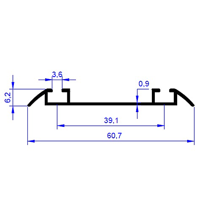 Profil rulare dublu inferior, aluminiu, anodizat mat, 4 m