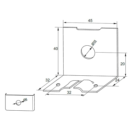 Coltar tabla pentru corpuri suspendate, 1,2 mm, capac maro Coltar tabla pentru corpuri suspendate, 1,2 mm, capac maro