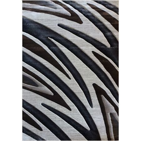 Covor modern Geo Hand Carved 7164, polipropilena heat set, model abstract bej/maro, 140 x 200 cm