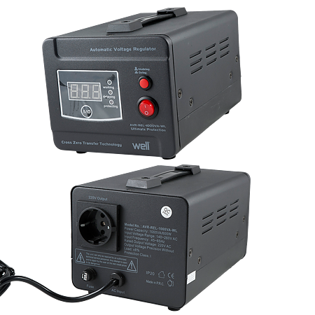 Stabilizator de tensiune cu releu, 1000 VA, afisaj digital Stabilizator de tensiune cu releu, 1000 VA, afisaj digital