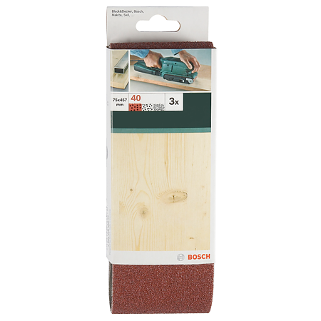 Set 3 benzi de slefuire Bosch, granulatie 60, 80,100, 75 x 457 mm