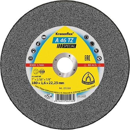 Disc Debitare pentru otel Klingspor A 46 TZ Special, 180 x 22.23 mm