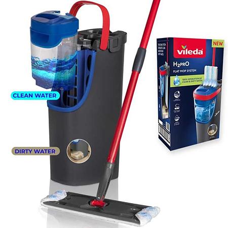 Mop plat Vileda H2pro, doua rezervoare, microfibra