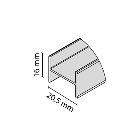 Profil de legatura Omega, material aluminiu, 3 m, 20.5x16 mm Profil de legatura Omega, material aluminiu, 3 m, 20.5x16 mm