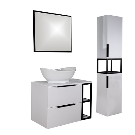 Coloana baie Sanitop Vision, montaj pe sol, 2 usi, PAL infoliat + MDF infoliat, alb, 35 x 28 x 165 cm