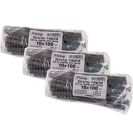 Diblu rapid Y cu surub, 10 x 80 mm, 20 buc/punga Diblu rapid Y cu surub, 10 x 80 mm, 20 buc/punga