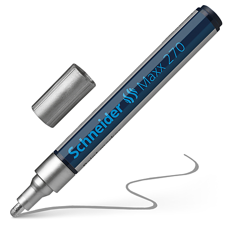 Marker permanent Schneider, varf rotund, 3 mm, cu vopsea argintie