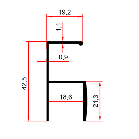 Profil aluminiu tip maner Y, alb, fara perie, 2.5 m