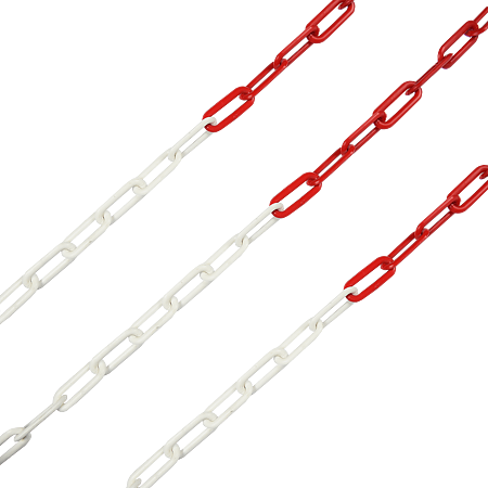 Lant pentru bariera, plastic, rosu cu alb, 8 mm