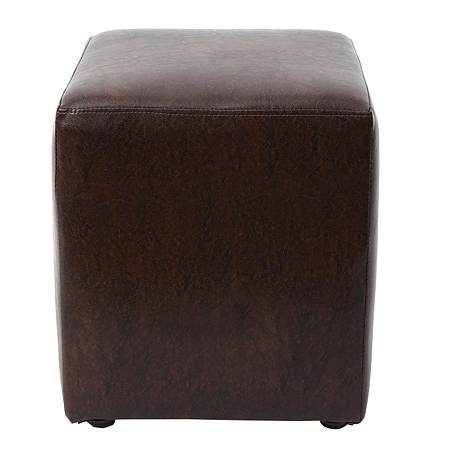 Taburet Cube, tapiterie piele ecologica, maro inchis IP 15611, 45x37x37 cm