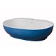Lavoar oval Sanitop Apolo, montaj blat, ceramica, alb/albastru, 42.5 x 42.5 x 14.5 cm