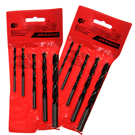 Set 5 burghie Top Tools 60H805, mandrina standard, pentru lemn, 4-10 mm