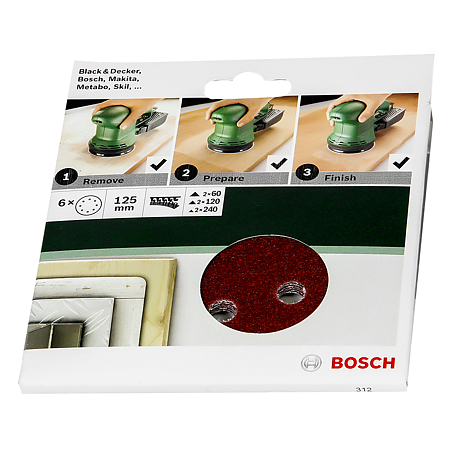 Foi abrazive Bosch, granulatie 60, 120, 240, 8 orificii, pentru slefuitor cu excentric, 6 bucati