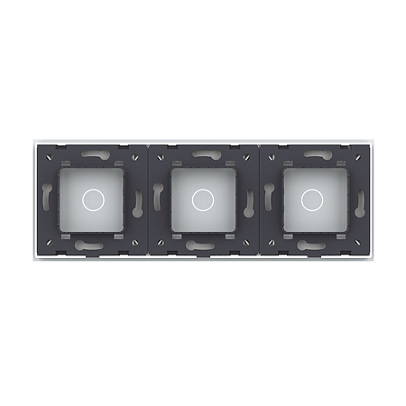 Intrerupator 3 x simplu Livolo VL-P701/01-4W, sticla securizata, alb