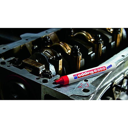 Marker permanent Edding 8300, industrial, corp metalic, varf rotund 1,5-3 mm, rosu