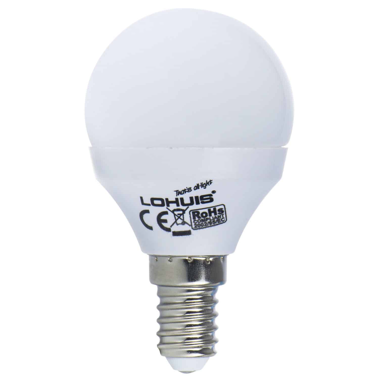 Bec LED Lohuis, glob, E14, 4 W, 400 lm, lumina rece 6500 K 400