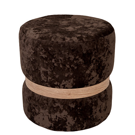Taburet Ring, inel stejar, catifea maro E60, rotund, 38 x 38 x 40 cm