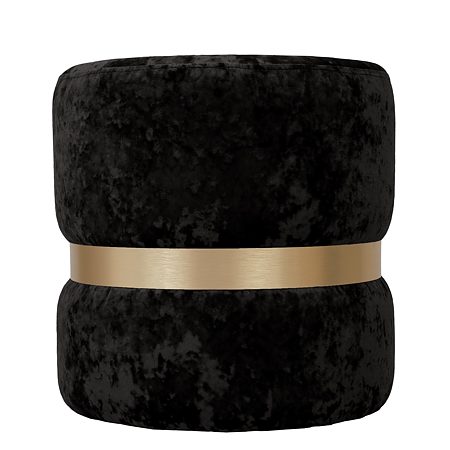 Taburet Ring, inel auriu, catifea neagra E01, rotund, 38 x 38 x 40 cm
