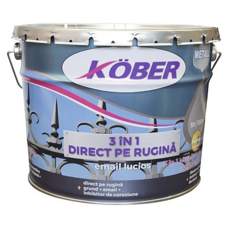 Email alchidic 3 in 1 direct pe rugina Kober, interior/exterior, rosu visiniu, 10 l