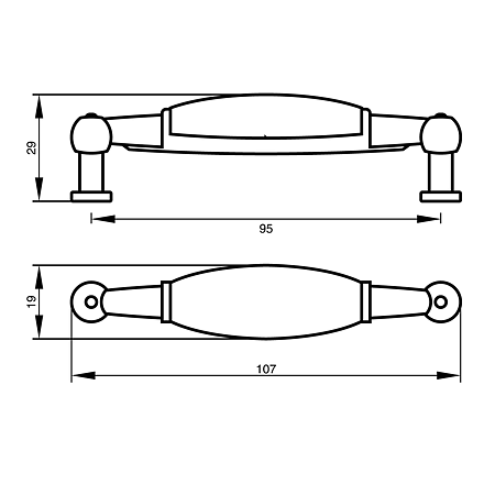 Maner Teko TIP3 2016-96-01, ceramica, antichizat, 96 mm