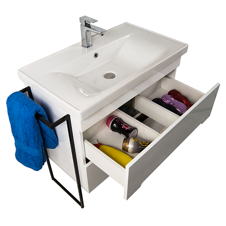 Set Mobilier Seria 750 Badenmob, masca, lavoar, oglinda, alb, 800 mm