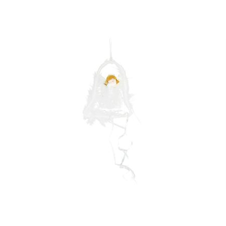 Decoratiune Craciun, in forma de clopotel + ingeras, alb, 12 x 35 x 3 cm