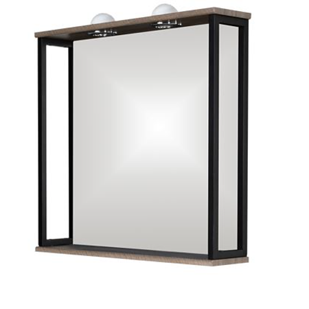 Oglinda baie Sanitop Luana, metal, maro, iluminare led, 68 x 70 cm