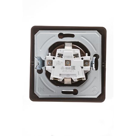 Priza  simpla TEM Ekonomik, 220-240V AC, contact protectie, IP20, maro