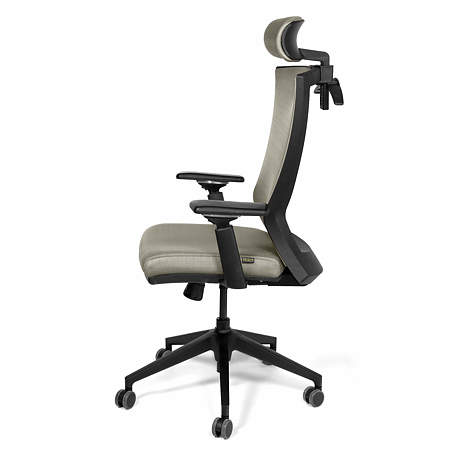 Scaun birou managerial gri deschis Kronsit Bergamo, tapiterie textila, rotativ, reglabil pe inaltime, 59 x 50 x 138 cm