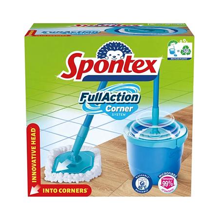 Mop rotativ Spontex Full Action System, coada cu sistem stoarcere 360 + galeata + rezerva 34 x 34 x 24 cm