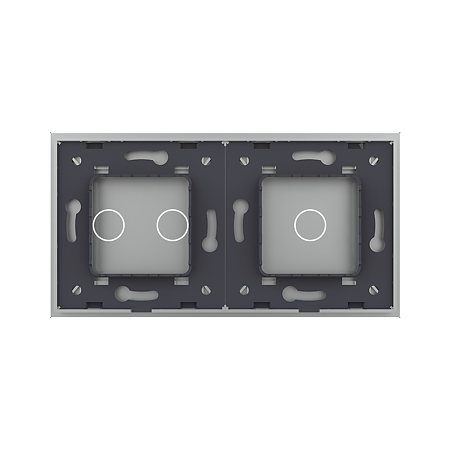 Panou intrerupator simplu + dublu Livolo VL-P701/01-4I, sticla securizata, argintiu