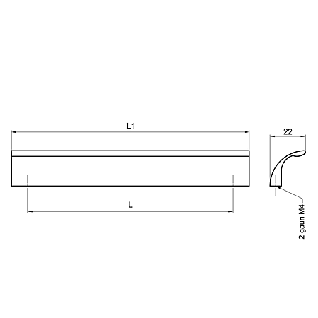 Maner aplicat FA23061 128 mm, aluminiu mat