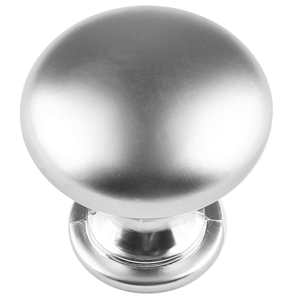 Buton zamac, finisaj satin argintiu, rotund, 29 mm
