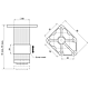 Picior patrat cu flansa pentagon, aluminiu, 40 x 40x 70 mm